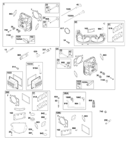 Cylinder Head Group Diagram and Parts List for 44S977-0051-G1 400000 - 699999 Briggs and Stratton Engine